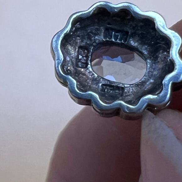 925 Sterling Silver Blue Quartz n Marcasite Flower Necklace 18" Chain dainty - Picture 4 of 7